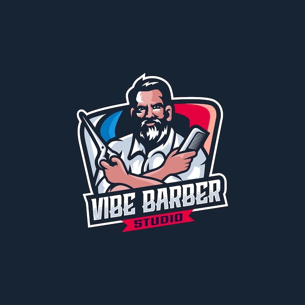 Diseño de logotipo de barbero con vector