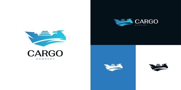 Diseño de logotipo de barco de carga azul abstracto y moderno Logotipo de barco para entrega o identidad de marca de empresa de envío