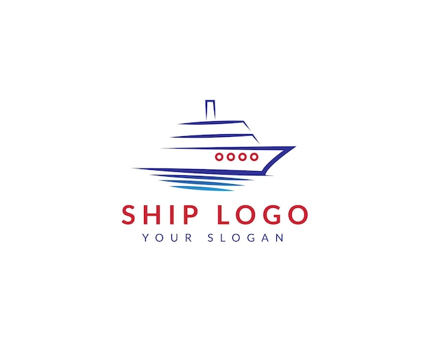 Diseño de logotipo de barco de línea mínima