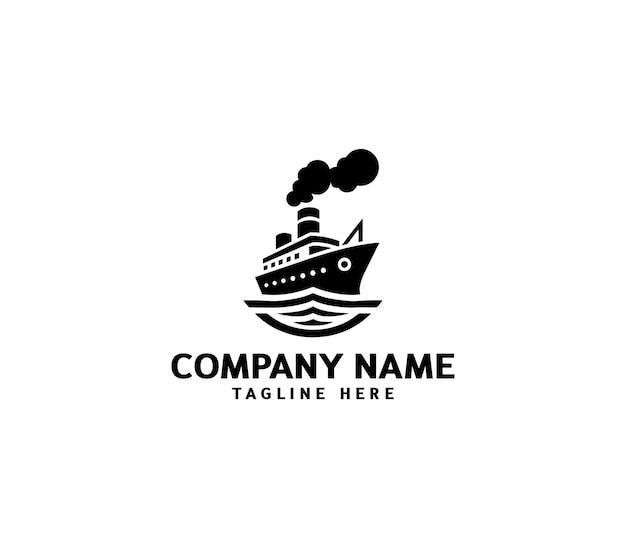 Diseño de logotipo de barco vectorial Logotipo de barco con elementos de olas Logotipo de buque de crucero Logotipo moderno de barco con olas