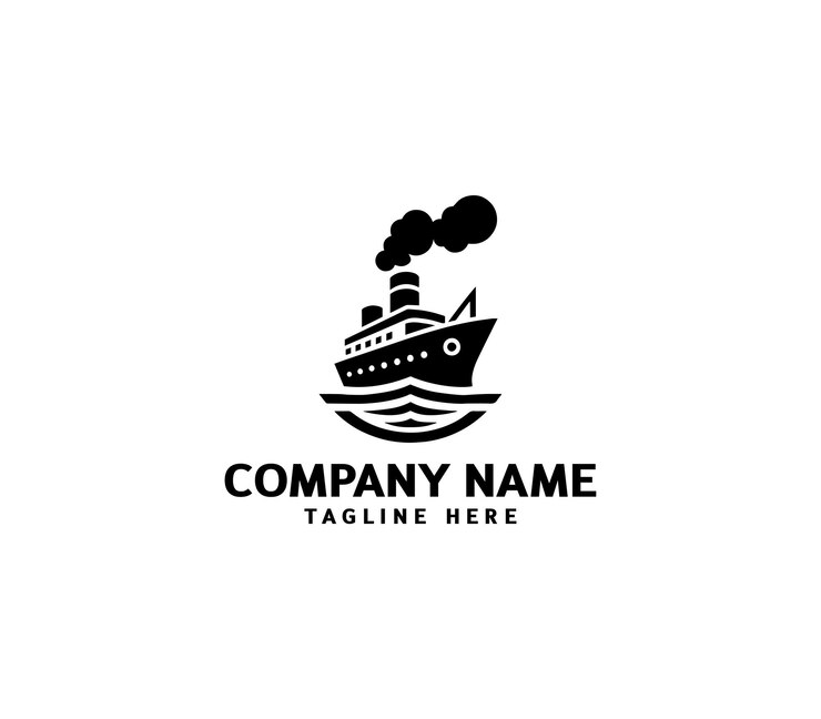 Diseño de logotipo de barco vectorial Logotipo de barco con elementos de olas Logotipo de buque de crucero Logotipo moderno de barco con olas