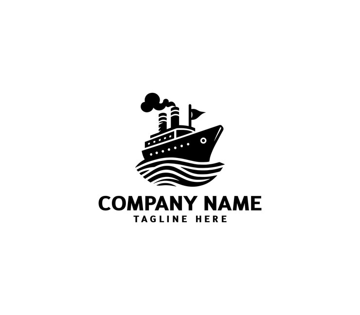 Diseño de logotipo de barco vectorial Logotipo de barco con elementos de olas Logotipo de buque de crucero Logotipo moderno de barco con olas