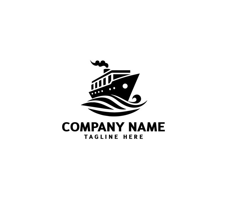Diseño de logotipo de barco vectorial Logotipo de barco con elementos de olas Logotipo de buque de crucero Logotipo moderno de barco con olas