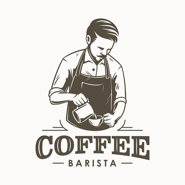 Vector diseño de logotipo de barista o barman de café