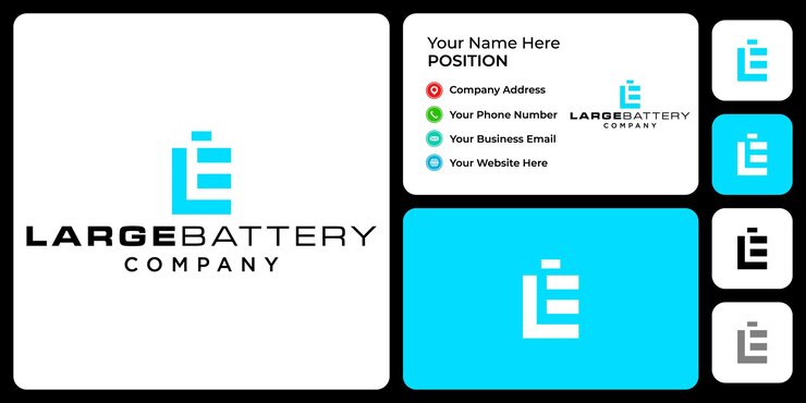 Vector diseño de logotipo de batería de monograma de letra lb con plantilla de tarjeta de visita.