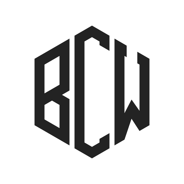 Diseño del logotipo BCW Letra inicial BCW Monograma Logotipo con forma de hexágono