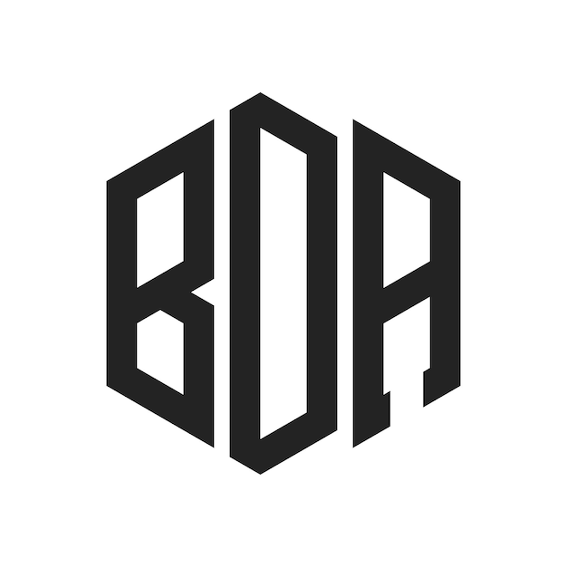 Diseño del logotipo BDA Letra inicial BDA Monograma Logotipo con forma de hexágono