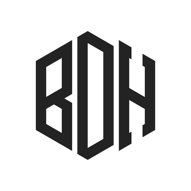 Diseño del logotipo BDH Letra inicial BDH Monograma Logotipo con forma de hexágono