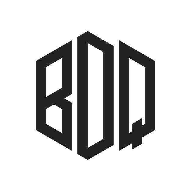 Diseño del logotipo BDQ Letra inicial BDQ Monograma Logotipo con forma de hexágono