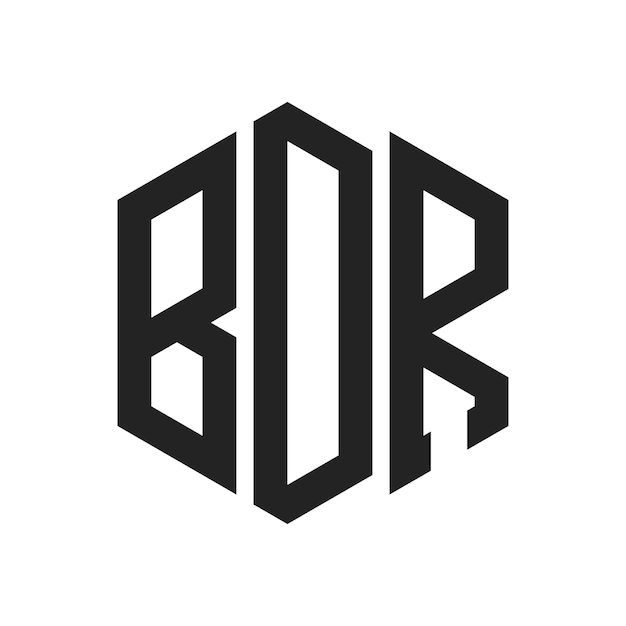 Diseño del logotipo BDR Letra inicial BDR Monograma Logotipo con forma de hexágono