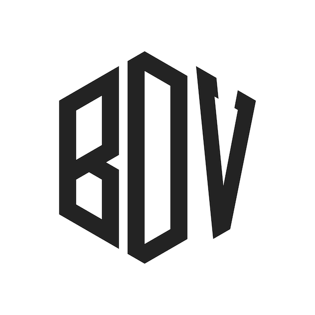 Diseño del logotipo de BDV Letra inicial Monograma de BDV Logotipo con forma de hexágono