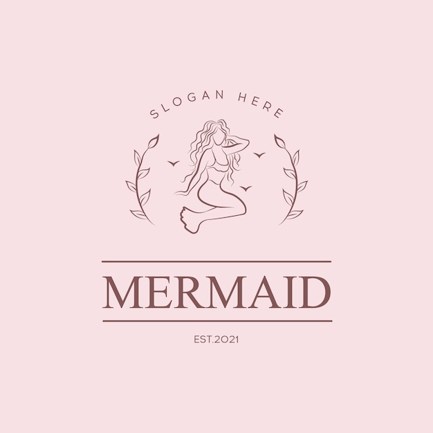 Diseño de logotipo Beauty MermaidGirlsea and palm