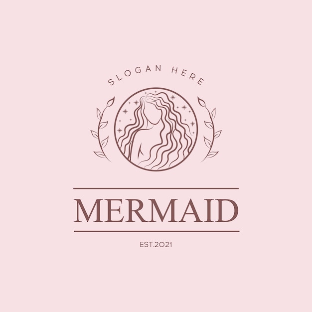 Diseño de logotipo Beauty MermaidGirlsea and palm