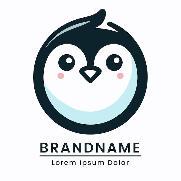 Vector diseño de logotipo de bebé pingüino vector mascota de color moderno