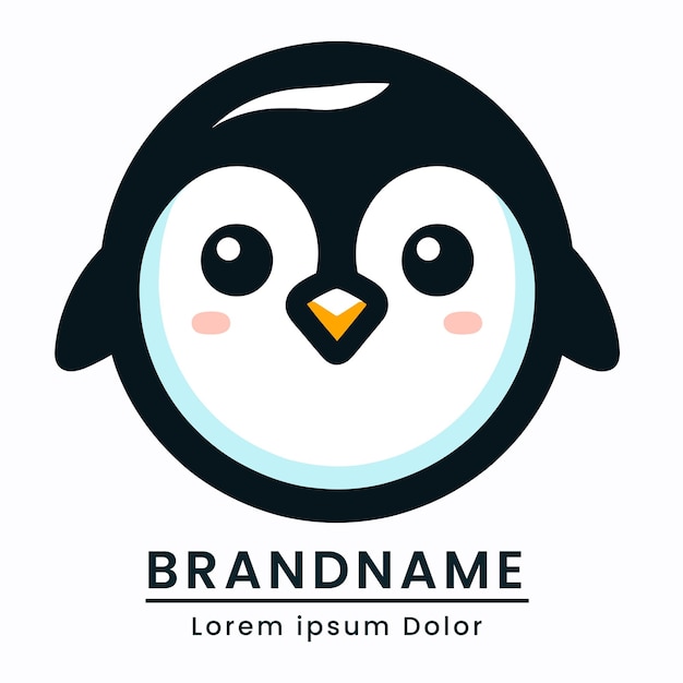 Diseño de logotipo de bebé pingüino vector mascota de producto de invierno