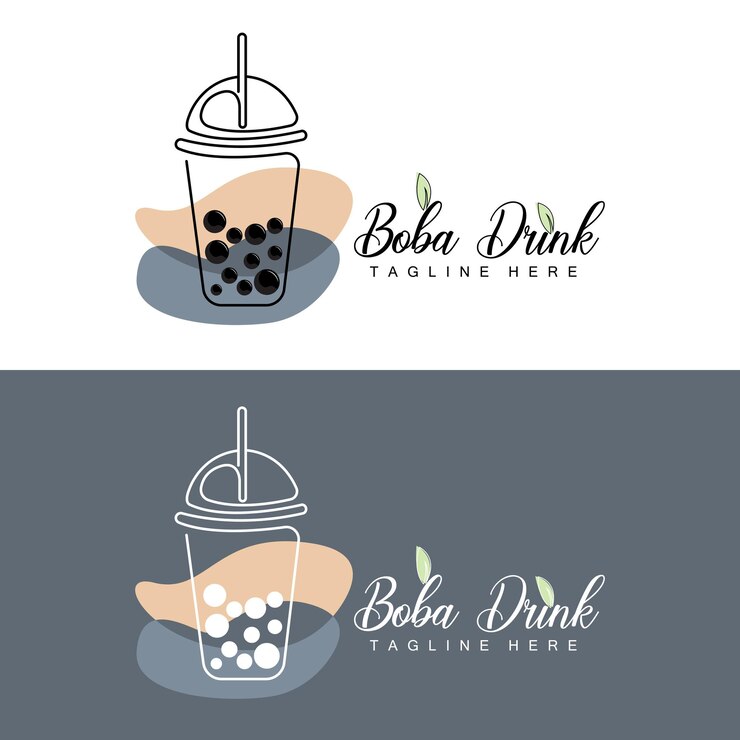 Vector diseño de logotipo de bebida boba vector de burbuja de bebida de gelatina moderna diseño de ilustración de vidrio de marca de bebida boba adecuado para marcas de bebidas de cafés