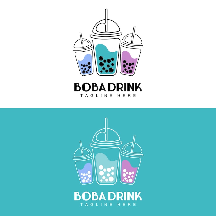 Vector diseño de logotipo de bebida boba vector de burbuja de bebida de gelatina moderna diseño de ilustración de vidrio de marca de bebida boba adecuado para marcas de bebidas de cafés