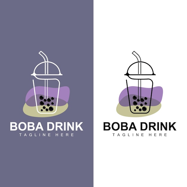 Vector diseño de logotipo de bebida boba vector de burbuja de bebida de gelatina moderna ilustración de vidrio de marca de bebida boba