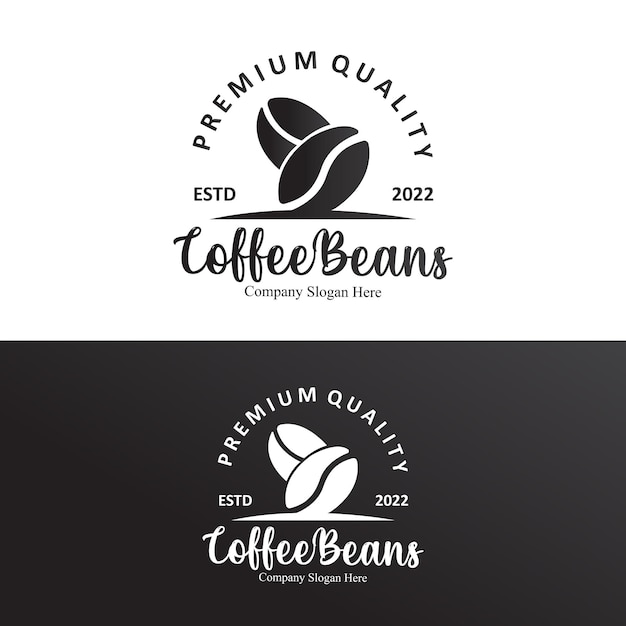 Diseño de logotipo de bebida de grano de café en ilustración de vector de color marrón