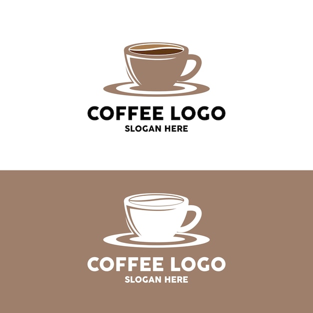 Diseño de logotipo de bebida de grano de café en ilustración de vector de color marrón