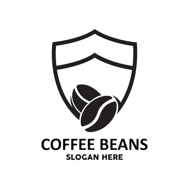 Diseño de logotipo de bebida de grano de café en ilustración de vector de color marrón