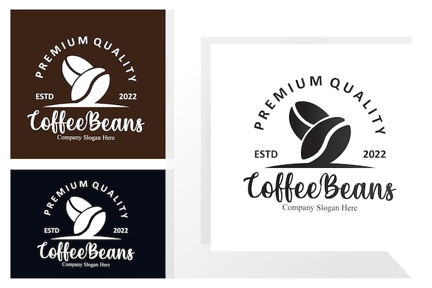 Diseño de logotipo de bebida de grano de café en ilustración de vector de color marrón