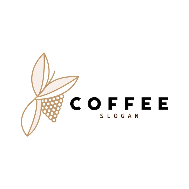 Diseño de logotipo de bebida de grano de café en ilustración de vector de color marrón