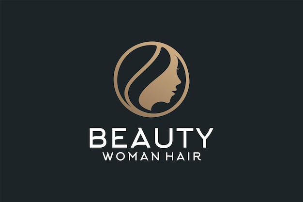 Diseño de logotipo de belleza de cabello femenino