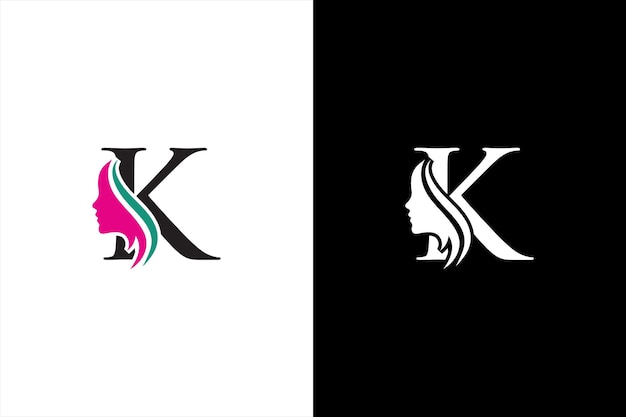 Diseño de logotipo de belleza con combinación de letra K Diseño de logotipo de belleza de letra K Diseño de belleza para el cabello