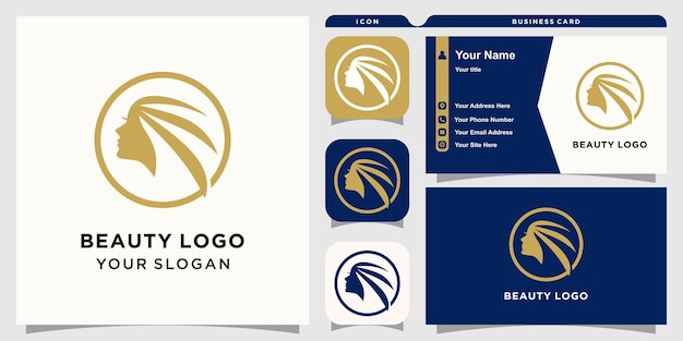 Diseño de logotipo de belleza con concepto abstracto moderno vector premium