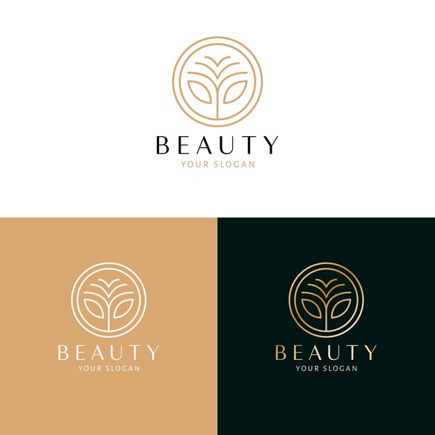 Diseño de logotipo de belleza y cosmética Logotipo de vector abstracto de flores y hojas Plantilla de logotipo floral