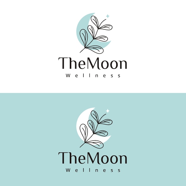 Diseño de logotipo de belleza de flores y luna.