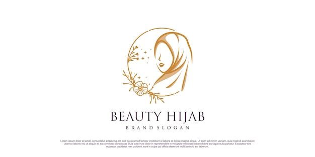 Diseño de logotipo de belleza hijab con concepto creativo único Vector Premium