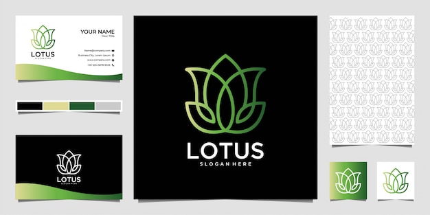 Diseño de logotipo de belleza de loto y tarjeta de visita, se puede utilizar para salón, spa, decoración, yoga