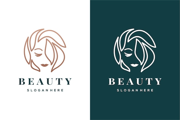 Diseño de logotipo de belleza para mujeres para salones de peinados y plantillas de diseño de spa