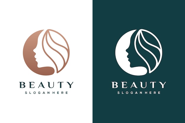 Diseño de logotipo de belleza para mujeres para salones de peinados y plantillas de diseño de spa