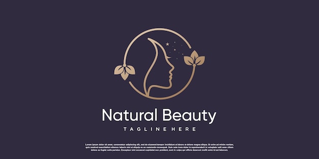 Diseño de logotipo de belleza natural con estilo único Vector Premium