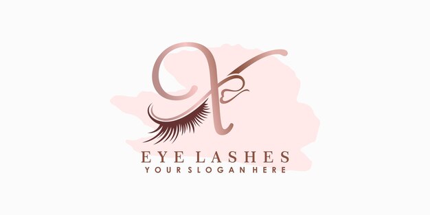 Diseño de logotipo de belleza de pestañas con concepto de letra