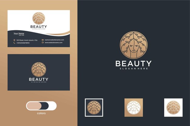 Diseño de logotipo de belleza y tarjeta de visita.