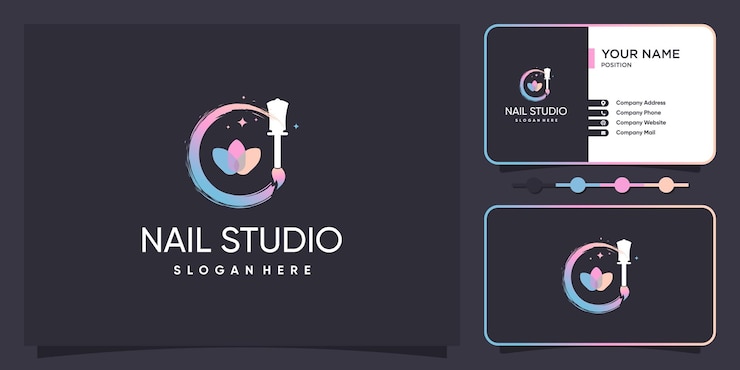 Vector diseño de logotipo de belleza de uñas con estilo de elemento creativo para la moda vector premium