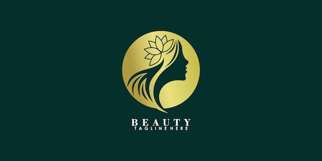 diseño de logotipo de belleza con vector premium de logotipo de hoja