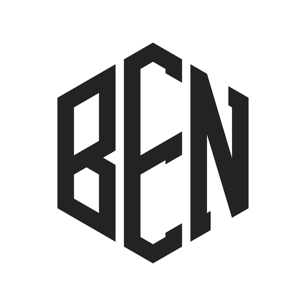 Diseño del logotipo BEN Letra inicial BEN Monograma Logotipo con forma de hexágono