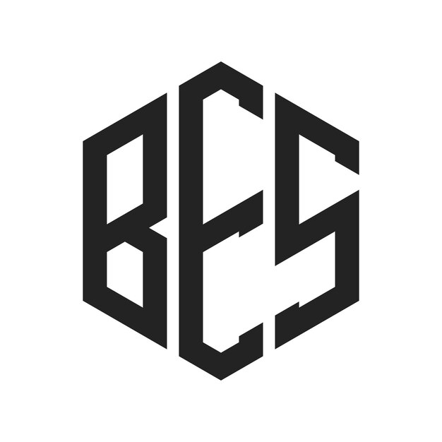 Diseño del logotipo de BES Letra inicial BES Monograma Logotipo con forma de hexágono