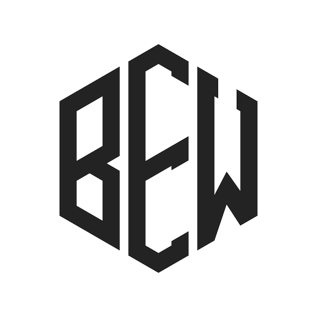 Diseño del logotipo BEW Letra inicial BEW Monograma Logotipo con forma de hexágono