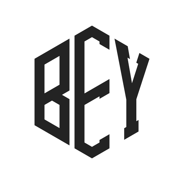 Diseño del logotipo BEY Letra inicial BEY Monograma Logotipo con forma de hexágono