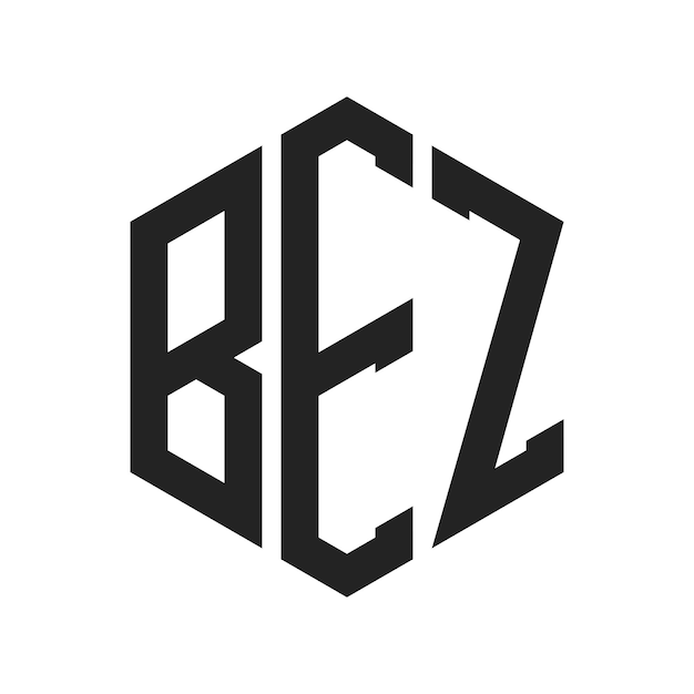 Diseño del logotipo BEZ Letra inicial BEZ Monograma Logotipo con forma de hexágono