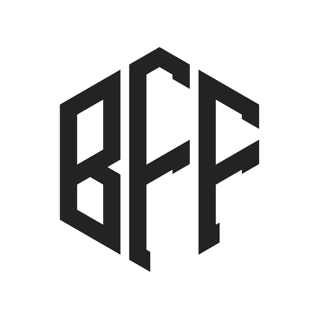 Diseño del logotipo de BFF Letra inicial BFF Monograma Logotipo con forma de hexágono