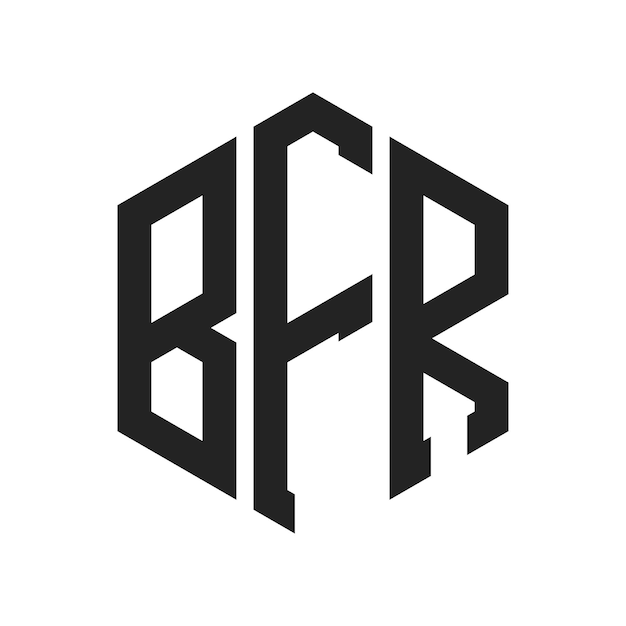 Diseño del logotipo BFR Letra inicial BFR Monograma Logotipo con forma de hexágono