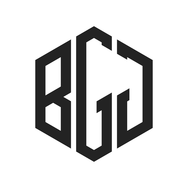 Diseño del logotipo de BGJ Letra inicial BGJ Monograma Logotipo con forma de hexágono