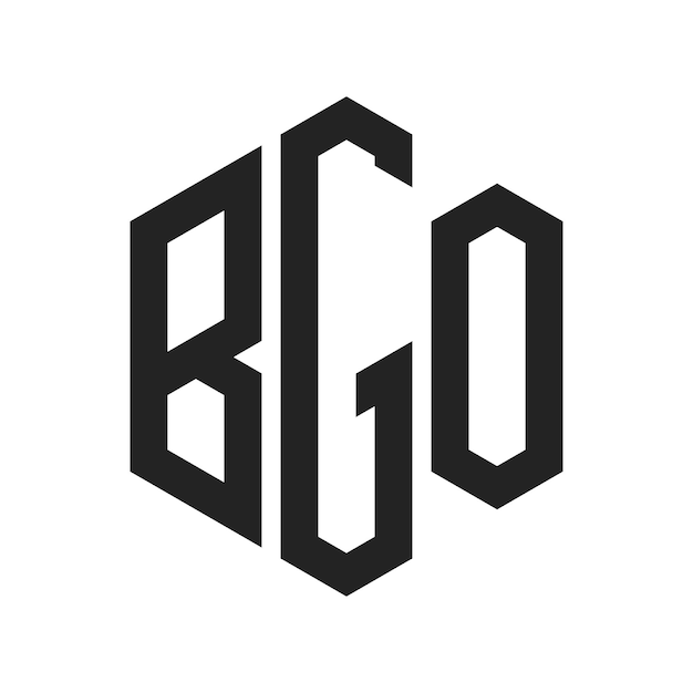 Diseño del logotipo BGO Letra inicial BGO Monograma Logotipo con forma de hexágono